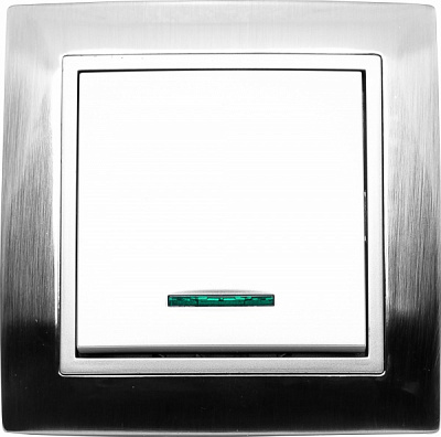 Выключатель одноклавишный LXL Tesla TLXL3501A с подсветкой серебряный 3501A silver