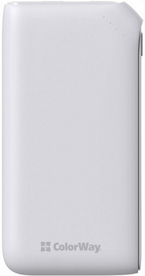 Зовнішній акумулятор (Powerbank) ColorWay Soft touch Ligthning + USB QC3.0 + USB-C PD 18W 10000 mAh white (CW-PB100LPE3WT-