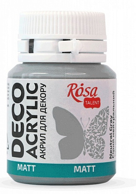 Акрил для декору Сірий нейтральний матовий 20 мл Rosa Talent
