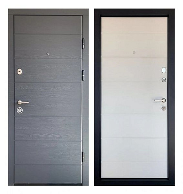 Дверь входная Министерство дверей КС-202+ (квартира) грифель горизонт / пломбир горизонт 2050x960мм правая