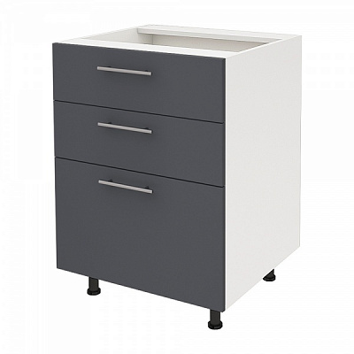 Тумба нижняя Руна МНЯД (2+1) 600x818x520 мм серый пепел РОКО