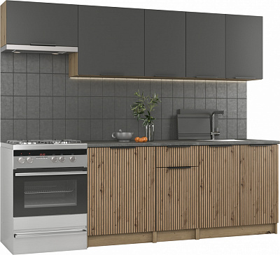 Кухня Грейд Далия ДСП 2,4мграфит серый/дуб артизан/дуб артизан