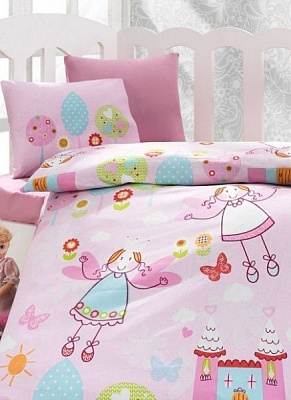 Комплект постельного белья Cotton box розовый с принтом Masal Pembe 