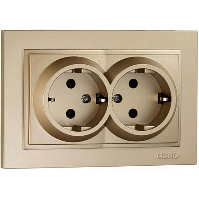 Розетка подвійна із заземленням Mono Despina без шторок без кришки титановий 102-222204-120