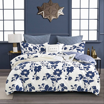 Комплект постельного белья Terme семейный белый с синим La Nuit 