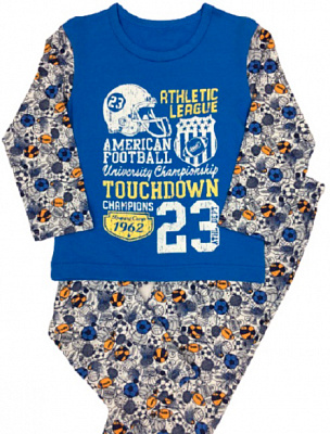 Пижама детская для мальчика Bibo р.128 синий с серым 81002 