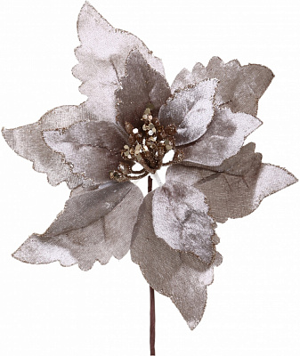 Цветок декоративный пуансетия велюр 20 см шампань / розовый