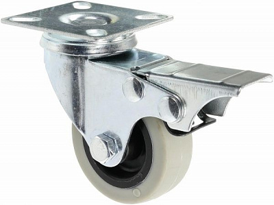 Ролик мебельный поворотный с площадкой и тормозом d50 мм 3034-50 (60х60)