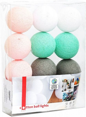 Електрогірлянда Котонові кульки mint candy світлодіодна (LED) 10 ламп