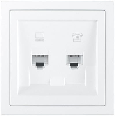 Механізм розетки комп'ютерна + телефонна HausMark Juna IP20 білий матовий 7041-0988-143