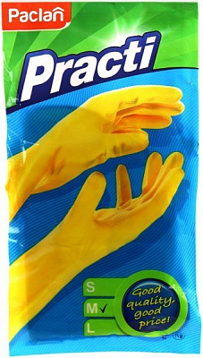 Перчатки резиновые Paclan суперкрепкие р.M 1 пар/уп. желтые 