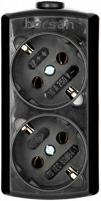 Колодка Borsan с заземлением 2 гн. черный BR.1572-0