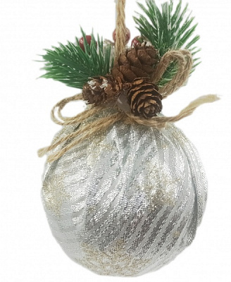 Декоративная подвеска Шар с декором 8 см белый MD2179