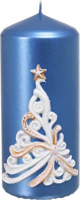Свеча декоративная Ель синяя резьба 70х150 мм Pako-If