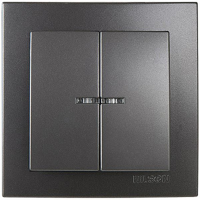 Вимикач двоклавішний Nilson Touran з підсвіткою 10 А 230В IP20 антрацит