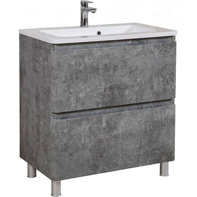 Тумба напольная Aqua Rodos Акцент серый мрамор с умывальником Альфа 80