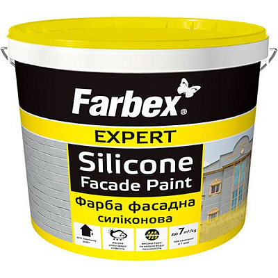 Фарба фасадна силіконова Farbex Expert Silicone fasad мат білий 1,4кг
