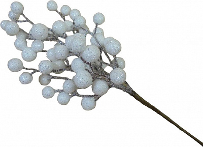 Декорація гілка з білими ягодами 35 см RS1Z2812-35