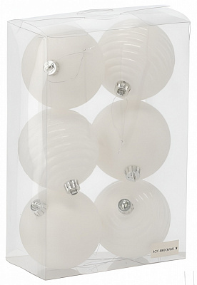 Набор елочных шаров Тайм Еко молочные d 8 мм 6 шт./уп.