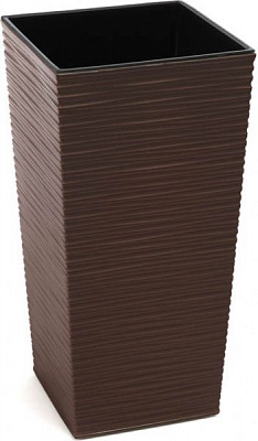 Горшок пластиковый Lamela Финезия 400 с вкладом долото-мокко квадратный 20л мокко 