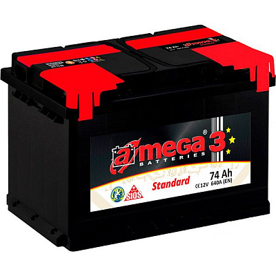 Аккумулятор автомобильный A-MEGA Standart 74А 12 B «+» справа