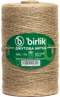 Нитка джутовая Birlik джутовый 1,1 мм в ассортименте 0,6 кг