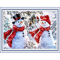 Картина стразами Снеговики 40x50 см на подрамнике 954135 Santi 