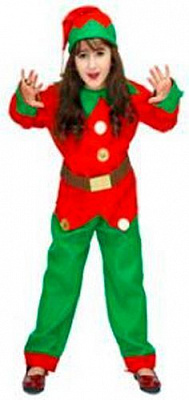 Костюм детский карнавальный Девочка Эльф р.92 красныйзеленый EE013A 