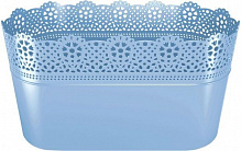 Кашпо пластикове Prosperplast Lace овальний 2,7л блакитний (78979-658) 
