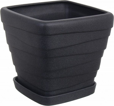 Горшок Ориана-Запорожкерамика Квадрат №2 Волна крошка квадратный 8 л черный 