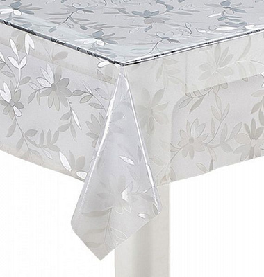 Скатерть 3Д ТС321-001 Листья 137x100 см белый Даріана 