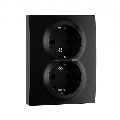Розетка подвійна із заземленням UP! (Underprice) One Plus з кришкою антрацит 706-4242-127B