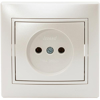 Розетка без заземления Lezard Mira 16 А 250 В 701-3030-121В без шторок белый