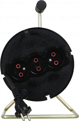 Удлинитель на катушке ОТК без заземления 3 гн. черный 10 м Б-10-2х1,5 