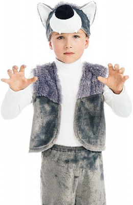 Костюм дитячий карнавальний КАРНАВАЛІЯ Вовк 4-7 років р.122 сірий
