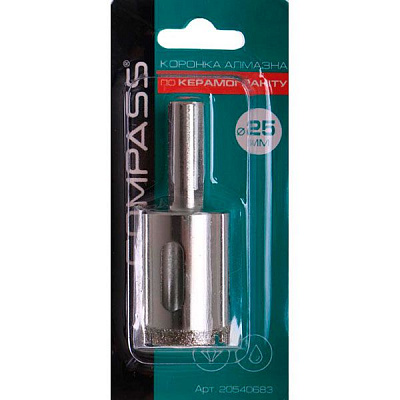 Коронка алмазная Compass по керамограниту 25 мм