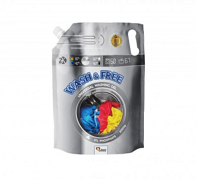 Гель для машинной и ручной стирки WASH & FREE Универсальный 2 л