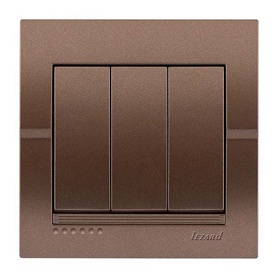 Выключатель трехклавишный Lezard Deriy без подсветки 250В темно-серый металлик 702-2929-109