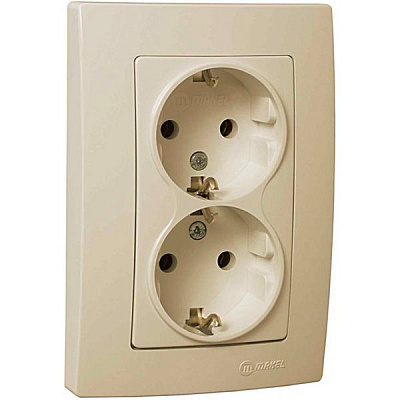 Розетка подвійна із заземленням Makel Lillium Natural слонова кістка 55257