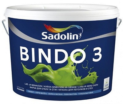 Краска интерьерная акриловая Sadolin BINDO 3 BW глубокий мат белый 7,5л 