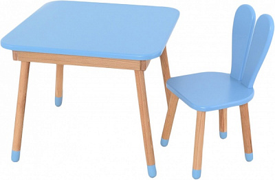 Комплект стіл і стілець ArinWOOD Зайчик Table з ящиком пастельно синий 04025