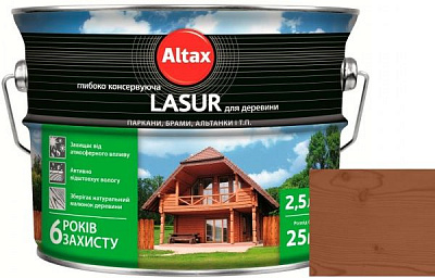 Лазур глибоко консервуюча Altax Lasur для деревини тік напівмат 2,5 л