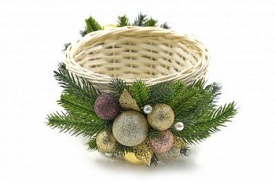 Декорація новорічна кашпо із лози для цукерок Різдвяна історія 22