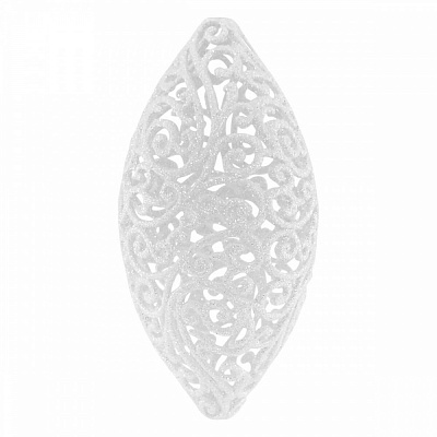 Ялинкова іграшка Овал ажурний малий 11 см білий