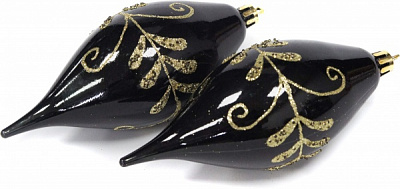 Набор елочных игрушек Сосульки черный 14 см 2 шт./уп. 