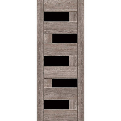 Дверное полотно ОМиС Rino 16 ПО черное стекло 700 мм дуб денвер 