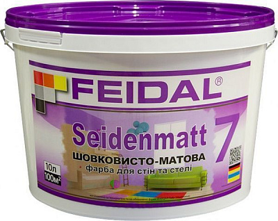 Краска акриловая Feidal Innenlatex Seidenmatt шелковистый мат белый 10л