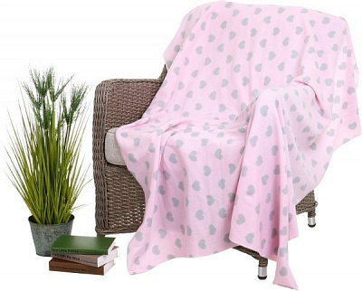 Плед Heart 125x150 см розовый с серым UP! (Underprice) 