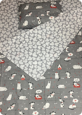 Комплект постільної білизни Веселі друзі 1,5 темно-сірий з білим UP! (Underprice)