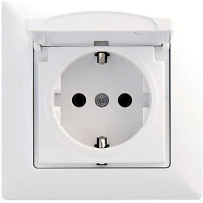 Розетка із заземленням Gunsan Visage без шторок з кришкою білий